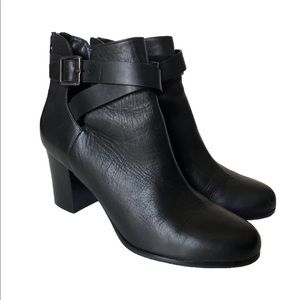 Cole Haan Nila Black Ankle Heeled Leather Boots